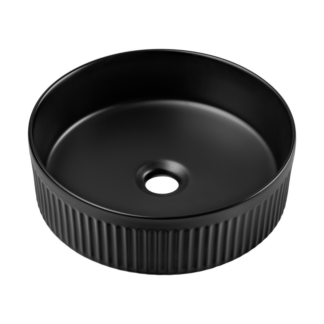 Vasque à poser ronde 36 cm en céramique noire mate