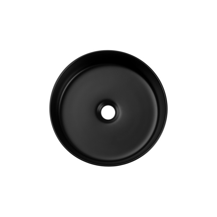 Vasque à poser ronde 36 cm en céramique noire mate