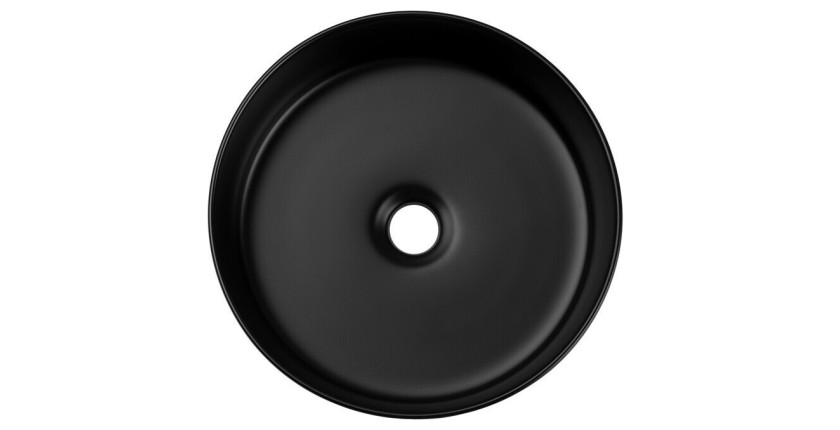 Vasque à poser ronde 36 cm en céramique noire mate