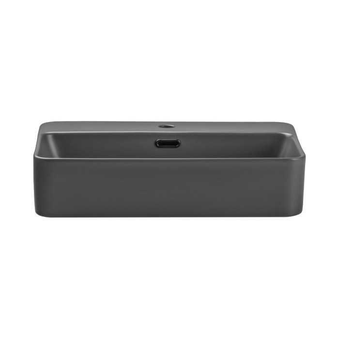 Vasque à poser rectangulaire 55x38 cm en céramique gris foncé mate