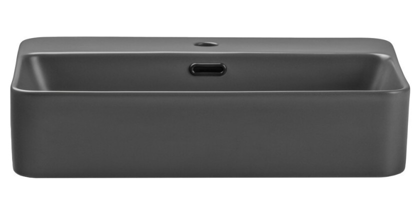 Vasque à poser rectangulaire 55x38 cm en céramique gris foncé mate