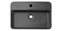 Vasque à poser rectangulaire 55x38 cm en céramique gris foncé mate