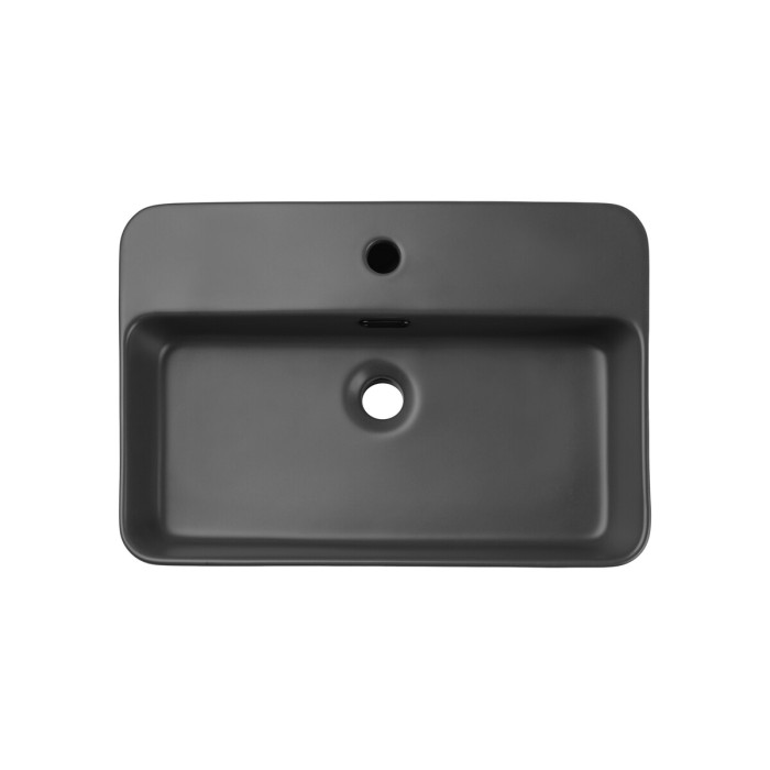 Vasque à poser rectangulaire 55x38 cm en céramique gris foncé mate