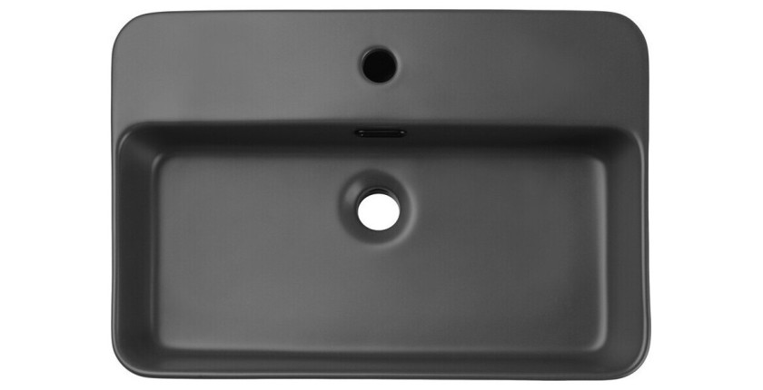 Vasque à poser rectangulaire 55x38 cm en céramique gris foncé mate