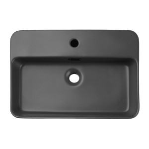 Vasque à poser rectangulaire 55x38 cm en céramique gris foncé mate