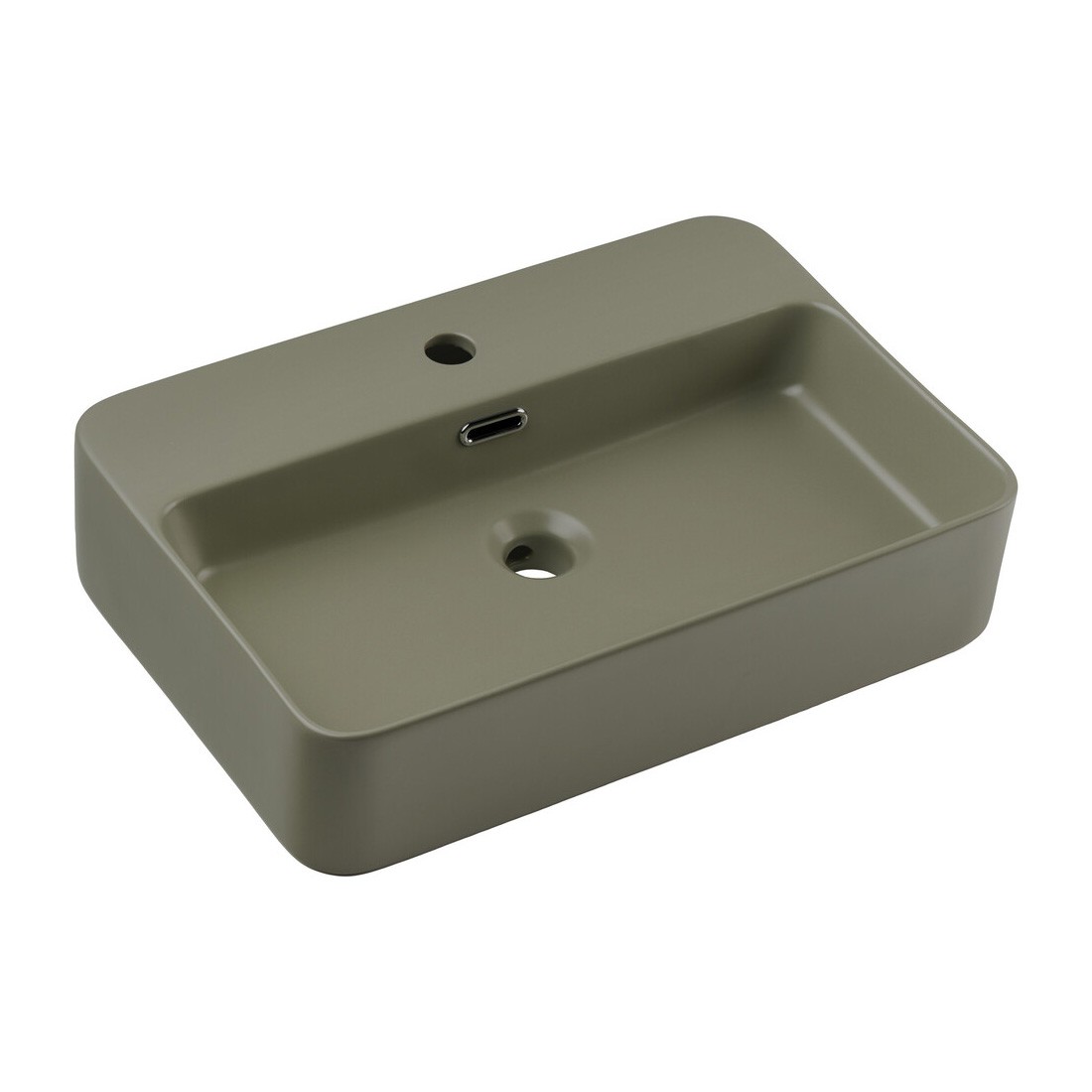 Vasque à poser rectangulaire 55x38 cm en céramique vert olive mate