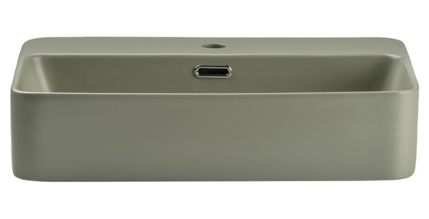 Vasque à poser rectangulaire 55x38 cm en céramique vert olive mate