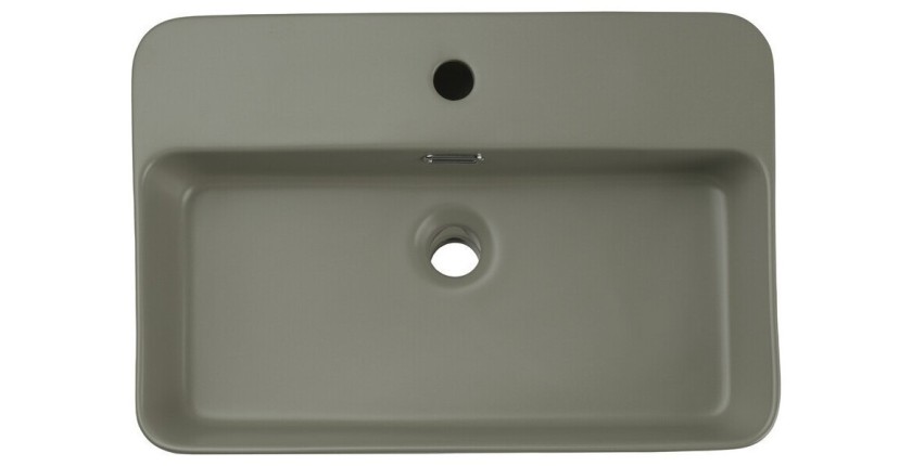 Vasque à poser rectangulaire 55x38 cm en céramique vert olive mate