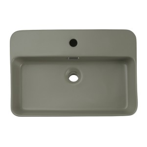 Vasque à poser rectangulaire 55x38 cm en céramique vert olive mate