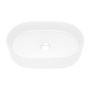 Vasque à poser ovale 48x33 cm en céramique blanche brillante