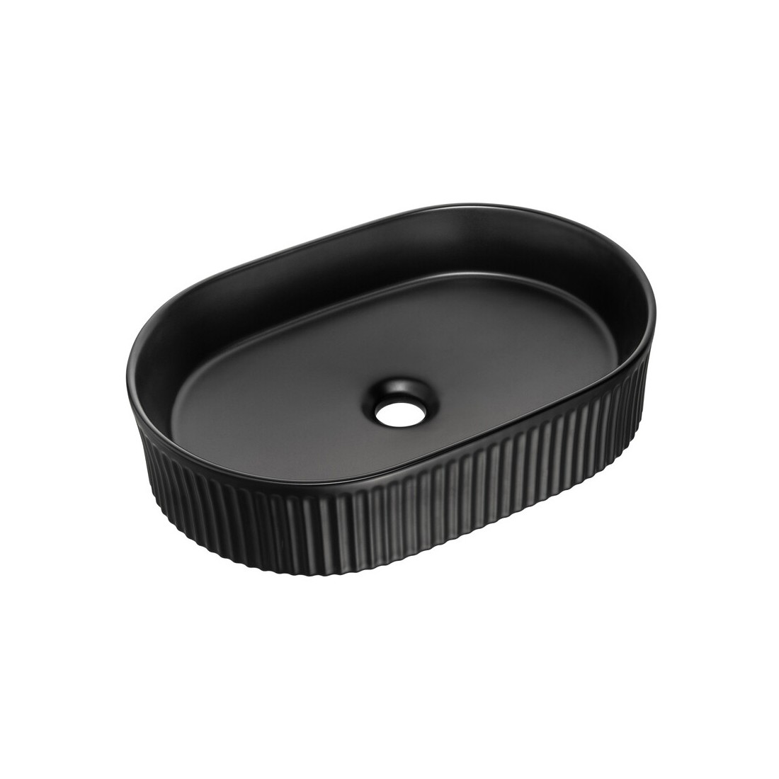 Vasque à poser ovale 48x33 cm en céramique noire mate