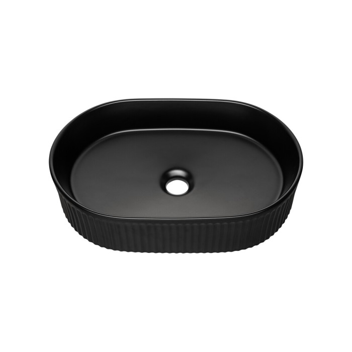 Lavabo da appoggio ovale 48x33 cm in ceramica nera opaca
