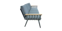 Salon de jardin ELORIA aluminium gris 5 places avec coussins épais et table basse