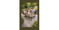 Salon de jardin d’angle RATTANIA rotin marron 5 places avec coussins et table 