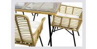 Salon de jardin ALFRESCO rotin marron 6 places avec table et fauteuils avec coussins 