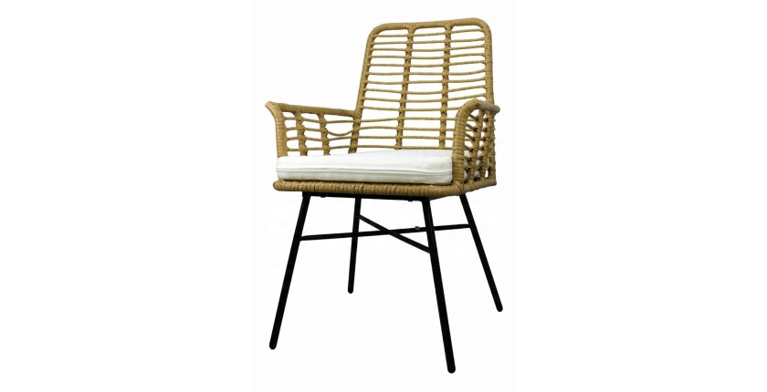 Salon de jardin ALFRESCO rotin marron 6 places avec table et fauteuils avec coussins 