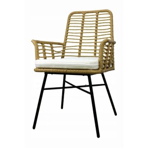 Salon de jardin ALFRESCO rotin marron 6 places avec table et fauteuils avec coussins 