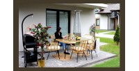 Salon de jardin ALFRESCO rotin marron 6 places avec table et fauteuils avec coussins 
