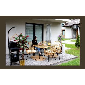 Salon de jardin ALFRESCO rotin marron 6 places avec table et fauteuils avec coussins 