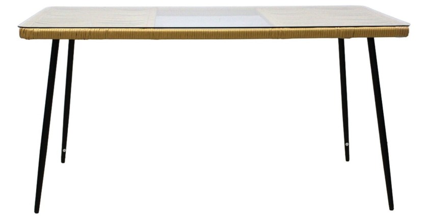 Salon de jardin ALFRESCO rotin marron 6 places avec table et fauteuils avec coussins 