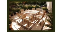 Salon de jardin ALFRESCO rotin marron 6 places avec table et fauteuils avec coussins