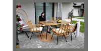 Salon de jardin ALFRESCO rotin marron 6 places avec table et fauteuils avec coussins 
