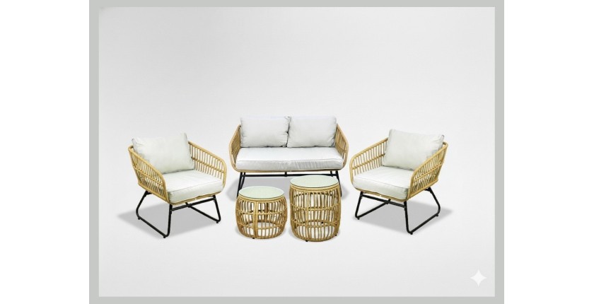 Salon de jardin SERELIA 4 places – Canapé, 2 fauteuils et 2 tables basses 