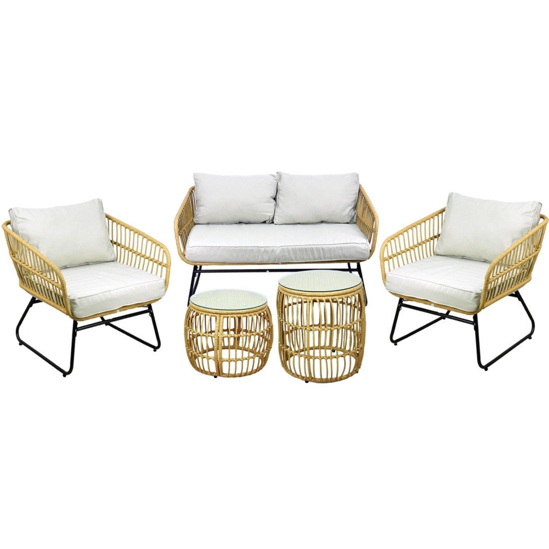 Salon de jardin SERELIA 4 places – Canapé, 2 fauteuils et 2 tables basses
