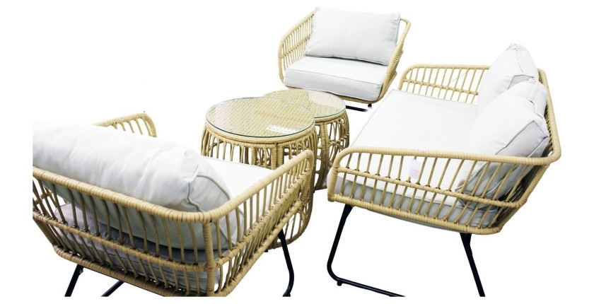 Salon de jardin SERELIA 4 places – Canapé, 2 fauteuils et 2 tables basses 