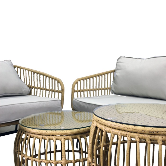 Salon de jardin SERELIA 4 places – Canapé, 2 fauteuils et 2 tables basses 