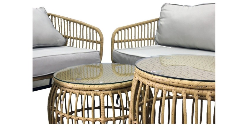 Salon de jardin SERELIA 4 places – Canapé, 2 fauteuils et 2 tables basses 