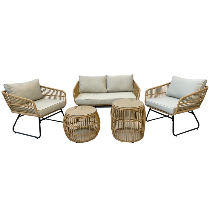 Salon de jardin SERELIA 4 places – Canapé, 2 fauteuils et 2 tables basses 
