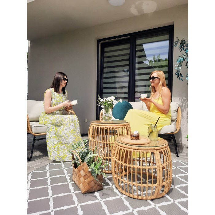 Salon de jardin SERELIA 4 places – Canapé, 2 fauteuils et 2 tables basses 