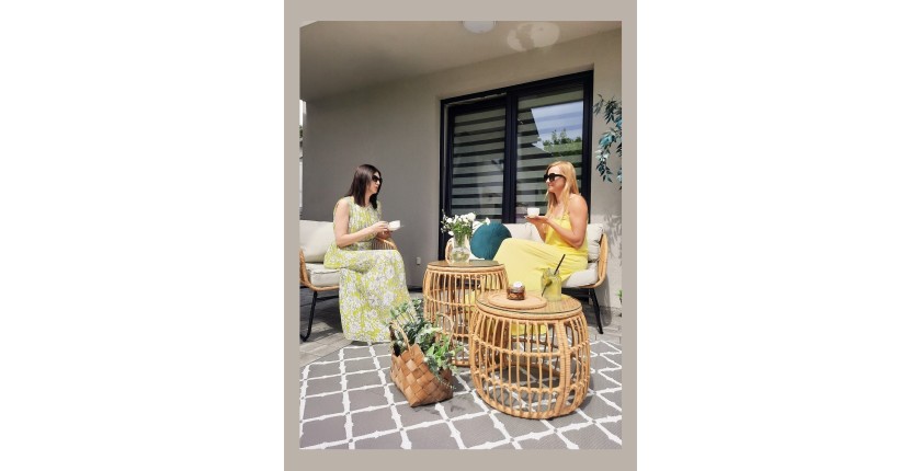 Salon de jardin SERELIA 4 places – Canapé, 2 fauteuils et 2 tables basses 