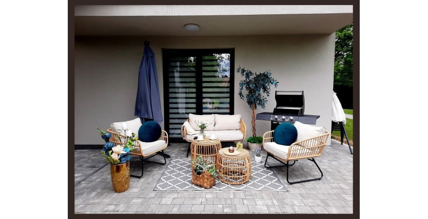 Salon de jardin SERELIA 4 places – Canapé, 2 fauteuils et 2 tables basses