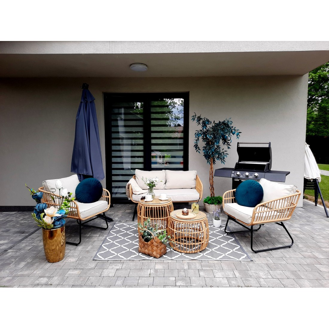 Salon de jardin SERELIA 4 places – Canapé, 2 fauteuils et 2 tables basses