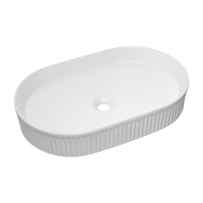 Lavabo ovalado de sobreponer 56x36 cm en cerámica blanca brillante