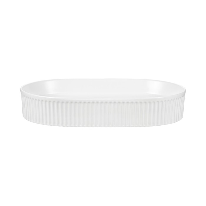 Lavabo ovalado de sobreponer 56x36 cm en cerámica blanca brillante