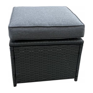 Salon de jardin ASTORIA 9 places gris foncé avec canapé d’angle, poufs et table 