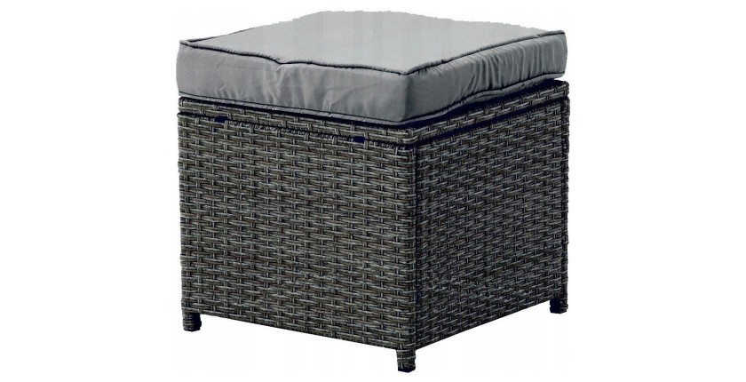 Salon de jardin ASTORIA 9 places gris foncé avec canapé d’angle, poufs et table 