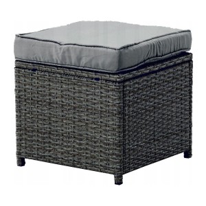 Salon de jardin ASTORIA 9 places gris foncé avec canapé d’angle, poufs et table 