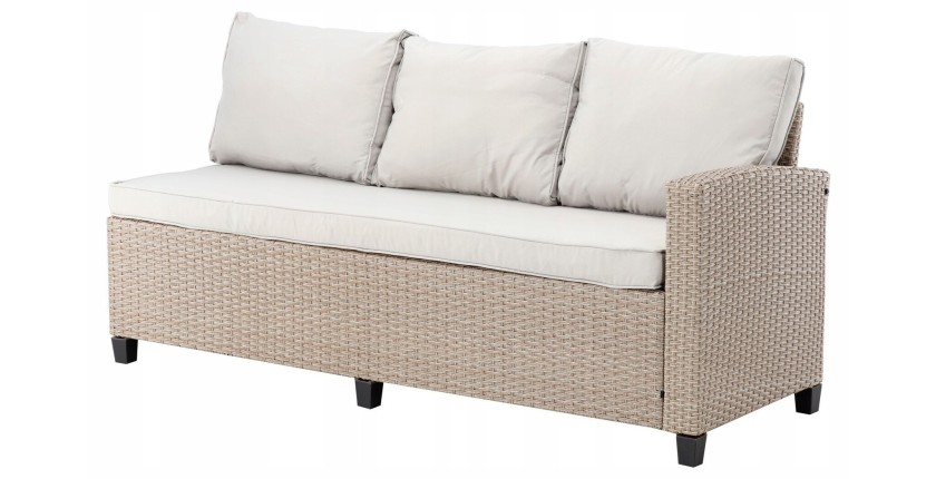 Salon de jardin d’angle LIVANA avec table et 2 poufs beige et brun clair 