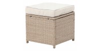 Salon de jardin d’angle LIVANA avec table et 2 poufs beige et brun clair 