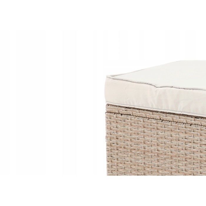 Salon de jardin d’angle LIVANA avec table et 2 poufs beige et brun clair 
