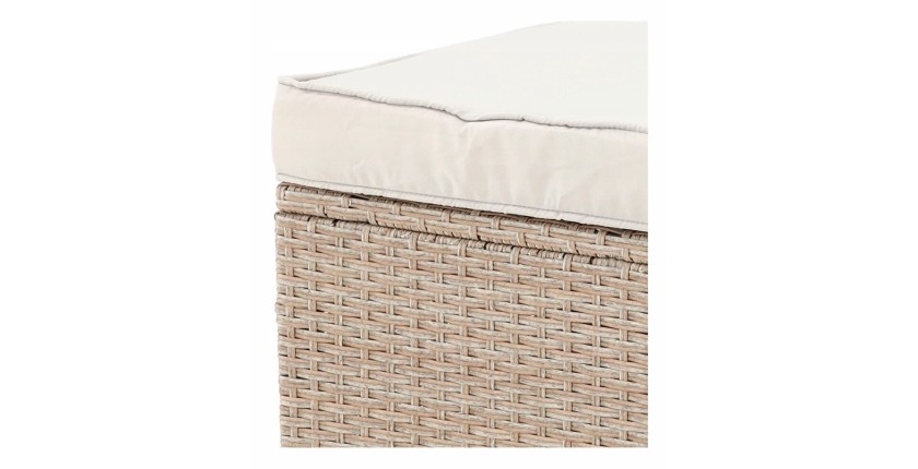 Salon de jardin d’angle LIVANA avec table et 2 poufs beige et brun clair 