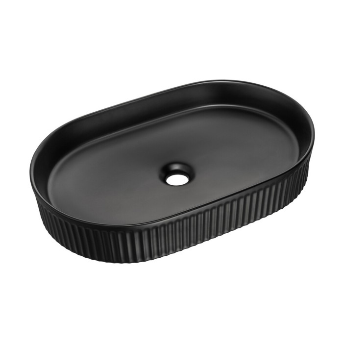 Lavabo ovale da appoggio 56x36 cm in ceramica nera opaca