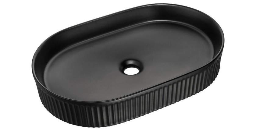 Vasque à poser ovale 56x36 cm en céramique noire mate