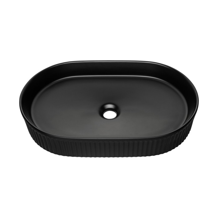 Lavabo ovale da appoggio 56x36 cm in ceramica nera opaca