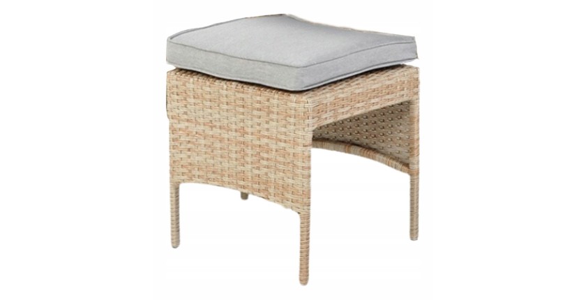 Salon de jardin d’angle BELVENA beige et gris avec table et 2 poufs 