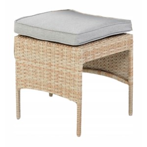 Salon de jardin d’angle BELVENA beige et gris avec table et 2 poufs 